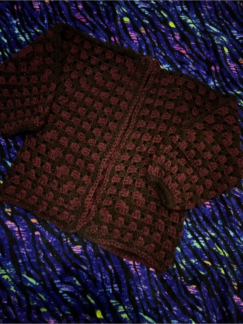 Kids Crochet cardigan in Brown & Purply brown